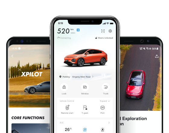 Aperçu XPENG APP sur smartphone